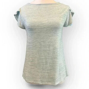 Market & Spruce | Button Back Striped Knit Top | Petite XS